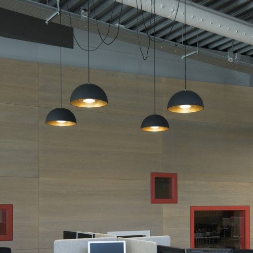 Ronde zwart/goud binnenverlichting hanglamp aluminium E27