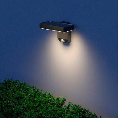 Buitenlamp Calex Smart muurlamp solar zwart met bewegingssensor modern wandlamp