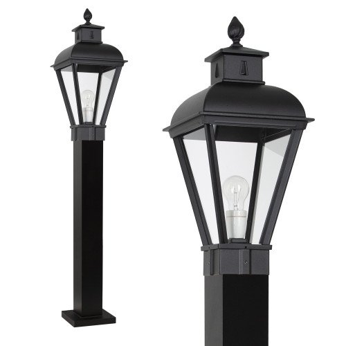 Zwarte klassieke tuinlamp vierkant aluminium