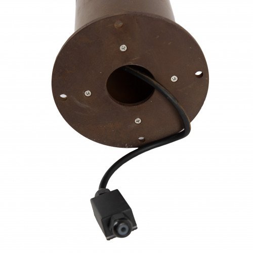 Een bruine robuuste ronde tuinlamp cortenstaal E27 fitting 