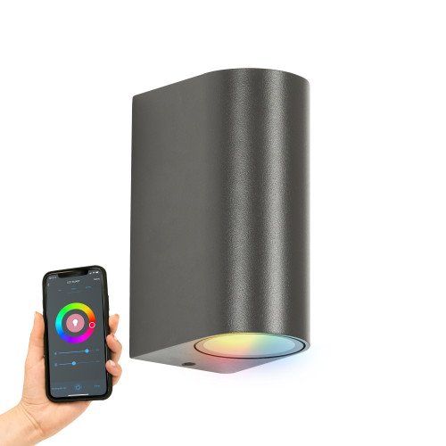 Wandspot Flash, up en downlighter, wandverlichting modern, voor binnen en buiten, merk KS Verlichting, hoge kwaliteit, lage prijs, voorzien van 2 x een GU10 fitting, antraciet, smart GU10 LED