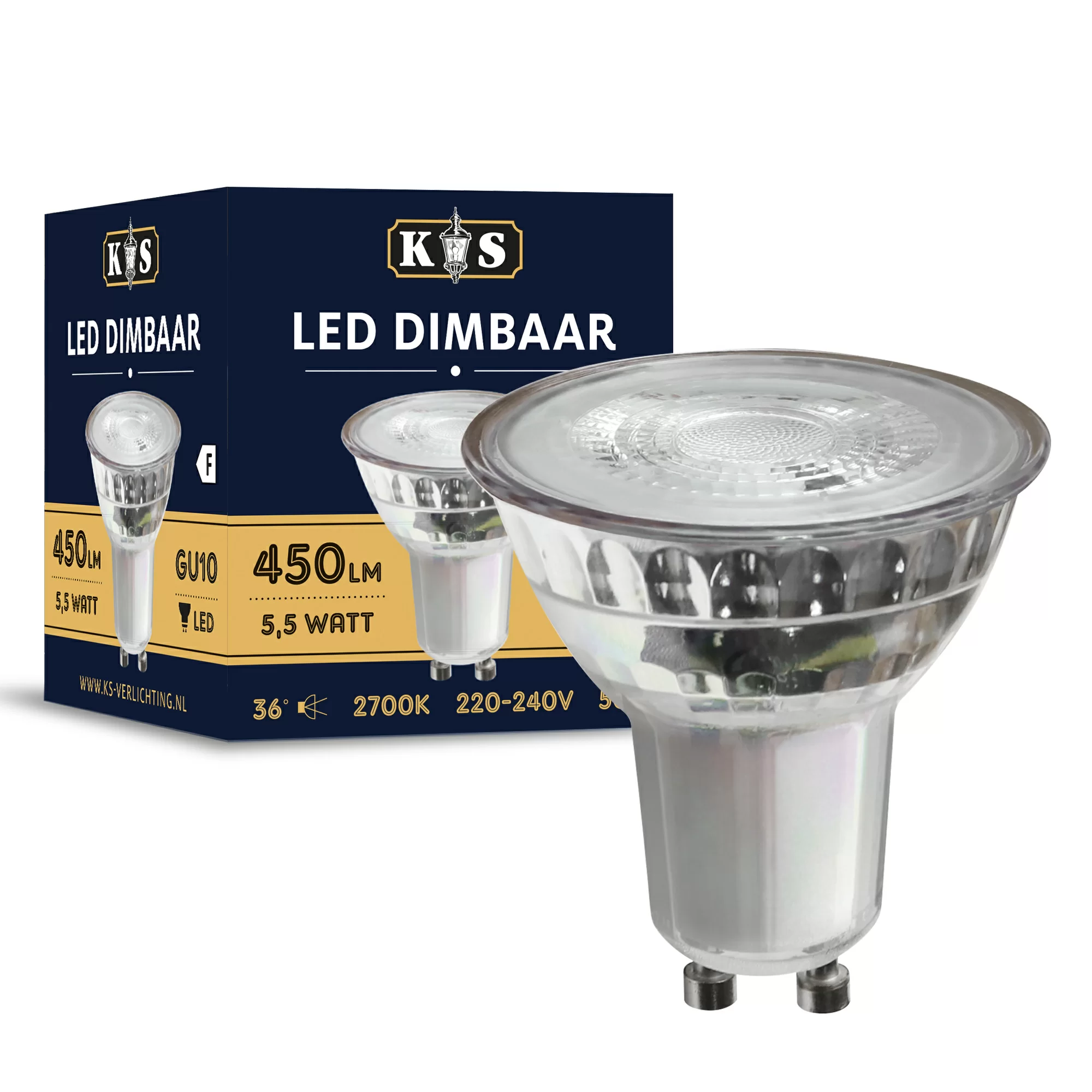 halen Dag Veroveraar GU10 LED lamp COB led dimbaar 5,5w | Volledig van glas | Nostalux.nl