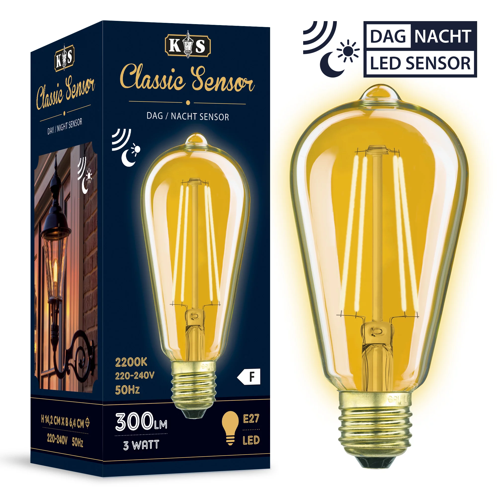Gelukkig voordelig textuur E27 Led lamp met ingebouwde dag & nacht Schemer Sensor | Nostalux.nl