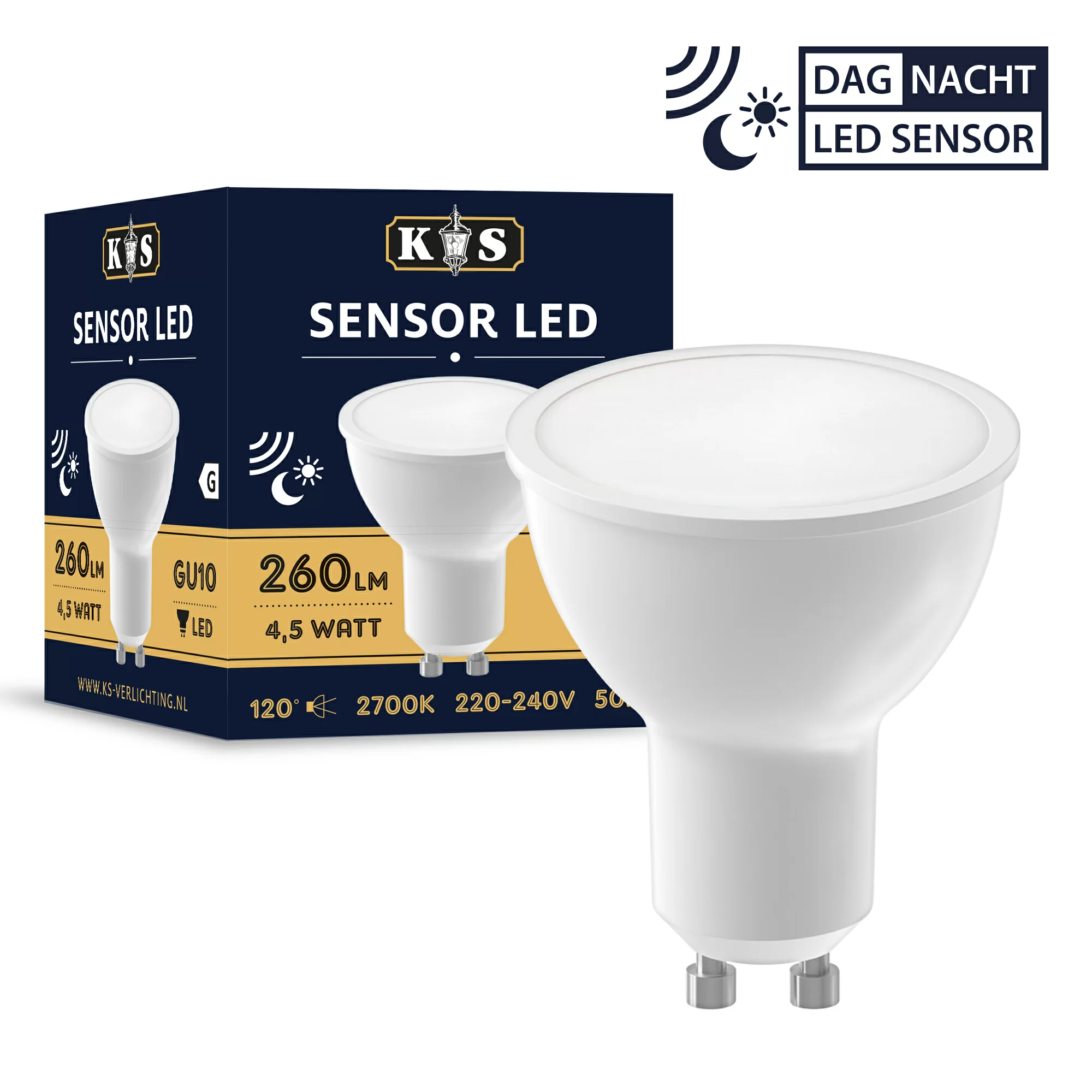 Belang plein Onderstrepen GU10 LED met sensor D/N 4,5 watt | Nostalux.nl