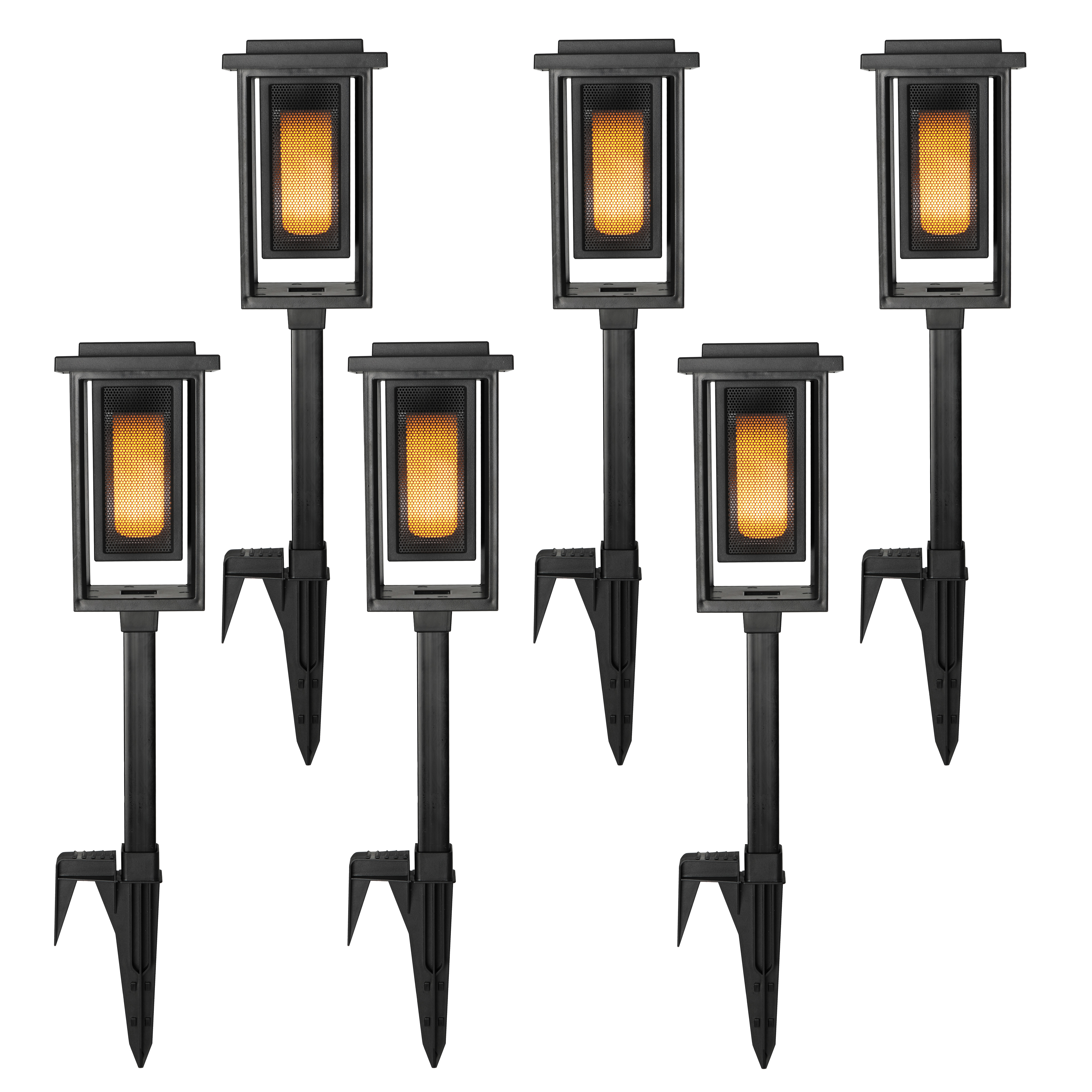 6x Solar Fakkel Tuinlamp Zwart