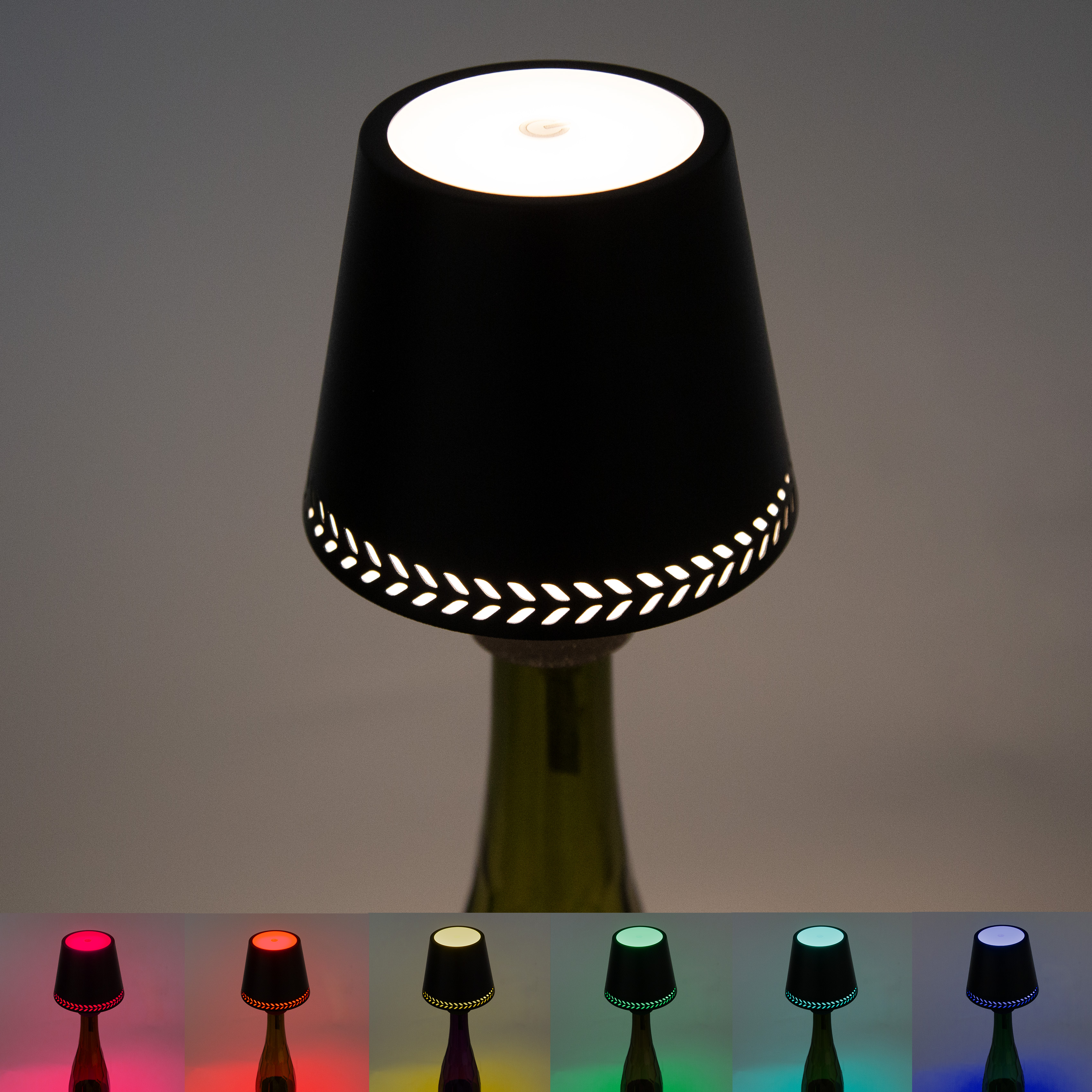 Flessen lamp Vino Zwart